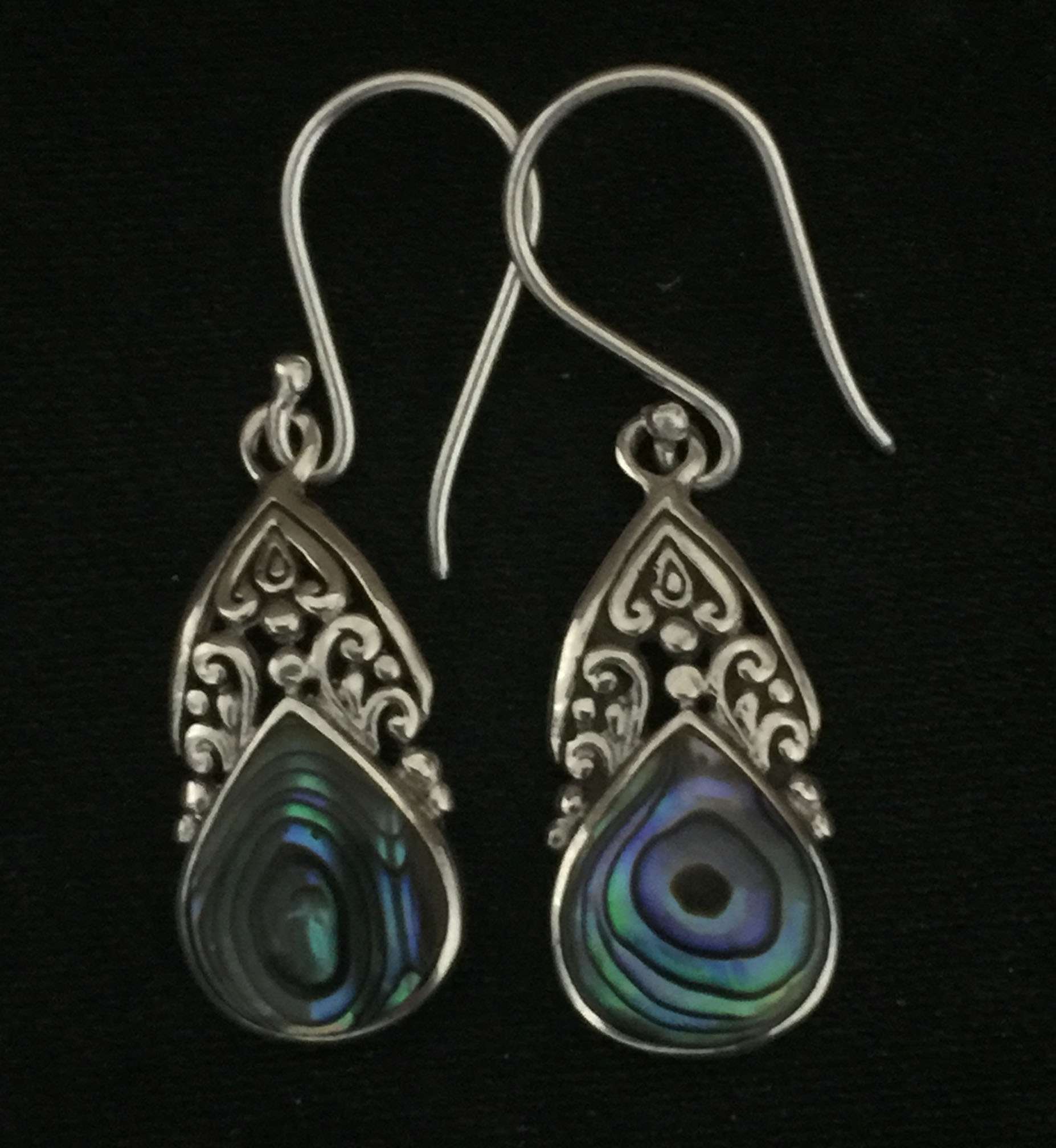 (925 BALI SILVER EARRINGS WITH ABALONE)